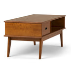 Table Basse Mid-Century Moderne, Brun Fauve / Brun Teck, Rectangulaire avec Rangement