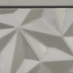 Table de canapé contemporaine gris anthracite / blanc / bleu nuit avec 2 tiroirs géométriques et étagère inférieure