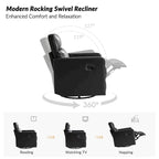 Fauteuil inclinable, pivotant et berçant moderne en cuir véritable noir/bleu marine/gris avec appuie-tête réglable, individuel