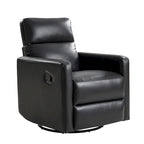 Fauteuil inclinable, pivotant et berçant moderne en cuir véritable noir/bleu marine/gris avec appuie-tête réglable, individuel