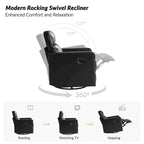 Fauteuil inclinable, pivotant et berçant moderne en cuir véritable noir/bleu marine/gris avec appuie-tête réglable, individuel