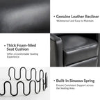 Fauteuil inclinable, pivotant et berçant moderne en cuir véritable noir/bleu marine/gris avec appuie-tête réglable, individuel
