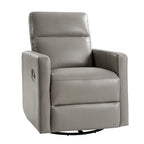 Fauteuil inclinable, pivotant et berçant moderne en cuir véritable noir/bleu marine/gris avec appuie-tête réglable, individuel