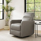Fauteuil inclinable, pivotant et berçant moderne en cuir véritable noir/bleu marine/gris avec appuie-tête réglable, individuel