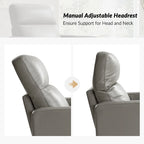 Fauteuil inclinable, pivotant et berçant moderne en cuir véritable noir/bleu marine/gris avec appuie-tête réglable, individuel
