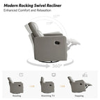 Fauteuil inclinable, pivotant et berçant moderne en cuir véritable noir/bleu marine/gris avec appuie-tête réglable, individuel