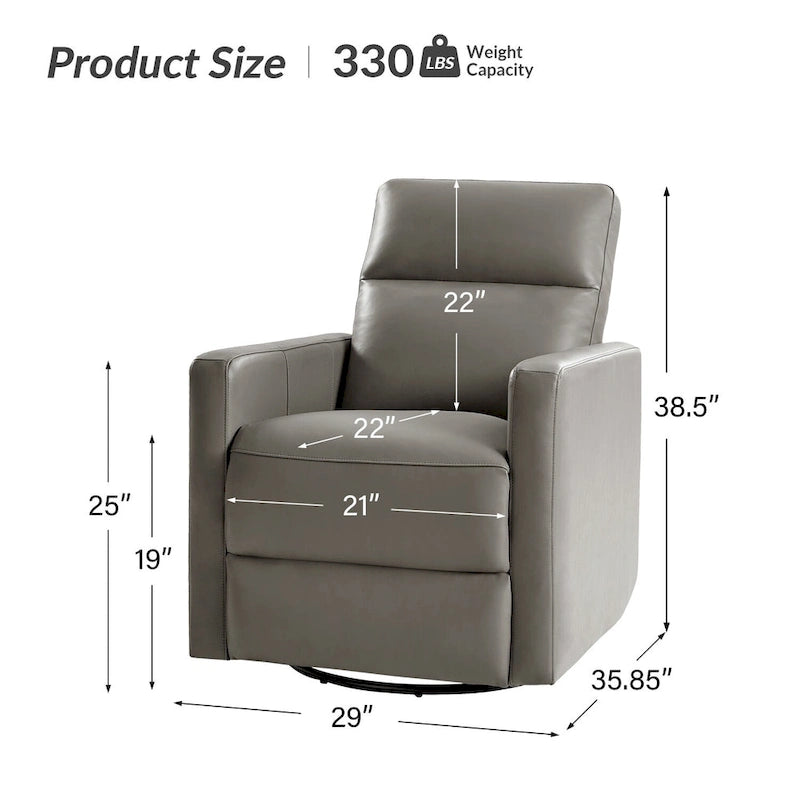 Fauteuil inclinable, pivotant et berçant moderne en cuir véritable noir/bleu marine/gris avec appuie-tête réglable, individuel