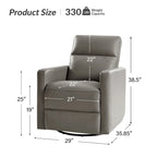 Fauteuil inclinable, pivotant et berçant moderne en cuir véritable noir/bleu marine/gris avec appuie-tête réglable, individuel