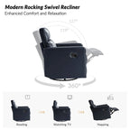 Fauteuil inclinable, pivotant et berçant moderne en cuir véritable noir/bleu marine/gris avec appuie-tête réglable, individuel