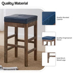 Tabouret de comptoir sans dossier, gris vintage / bleu vintage, cuir reconstitué, à l'unité