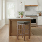 Tabouret de comptoir sans dossier, gris vintage / bleu vintage, cuir reconstitué, à l'unité