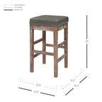 Tabouret de comptoir sans dossier, gris vintage / bleu vintage, cuir reconstitué, à l'unité