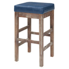Tabouret de comptoir sans dossier, gris vintage / bleu vintage, cuir reconstitué, à l'unité