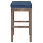 Tabouret de comptoir sans dossier, gris vintage / bleu vintage, cuir reconstitué, à l'unité