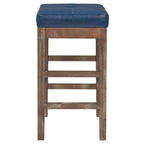 Tabouret de comptoir sans dossier, gris vintage / bleu vintage, cuir reconstitué, à l'unité