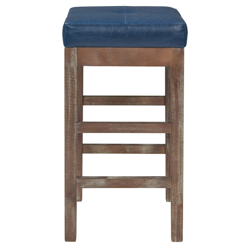 Tabouret de comptoir sans dossier, gris vintage / bleu vintage, cuir reconstitué, à l'unité
