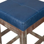 Tabouret de comptoir sans dossier, gris vintage / bleu vintage, cuir reconstitué, à l'unité