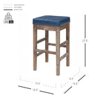 Tabouret de comptoir sans dossier, gris vintage / bleu vintage, cuir reconstitué, à l'unité