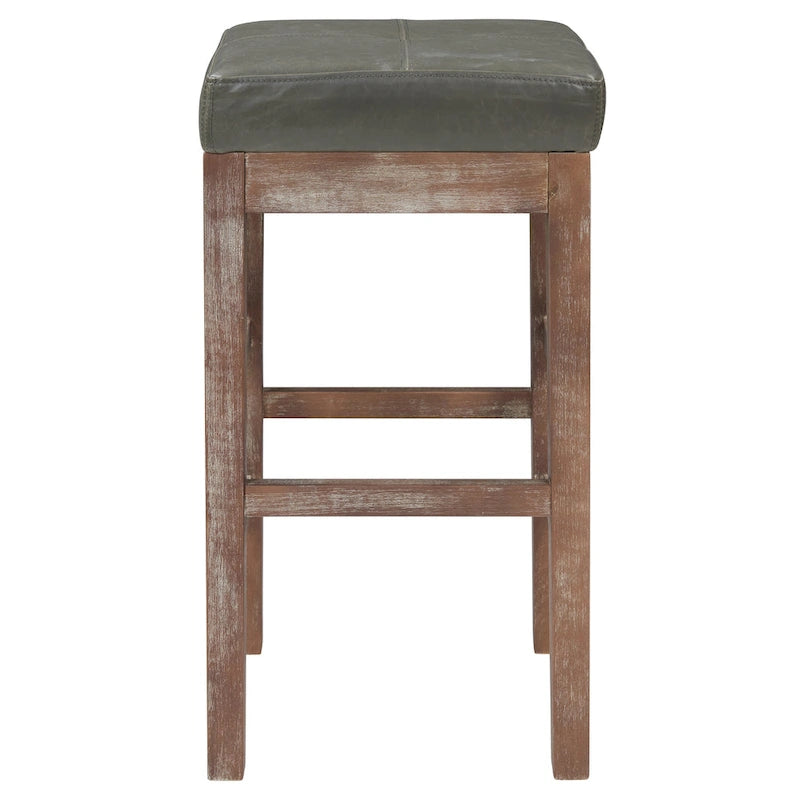 Tabouret de comptoir sans dossier, gris vintage / bleu vintage, cuir reconstitué, à l'unité