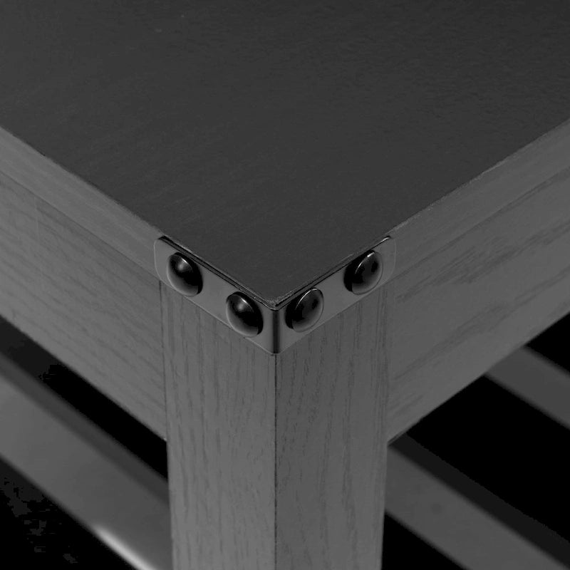 Table basse de ferme avec étagère de rangement à lattes, gris délavé / noir / marron et blanc