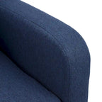 Fauteuil d'appoint en tissu capitonné du milieu du siècle beige/bleu/gris avec pieds en bois d'hévéa, simple