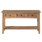 Console de couloir rustique en pin massif, blanc cérusé / marron antique / gris cérusé / non peinte, 3 tiroirs