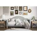 Lit de Repos Jumeau Rembourré Chaise-Style, Gris / Beige / Noir, Accoudoirs Roulés, Simple