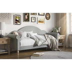 Lit de Repos Jumeau Rembourré Chaise-Style, Gris / Beige / Noir, Accoudoirs Roulés, Simple