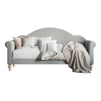 Lit de Repos Jumeau Rembourré Chaise-Style, Gris / Beige / Noir, Accoudoirs Roulés, Simple