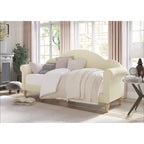 Lit de Repos Jumeau Rembourré Chaise-Style, Gris / Beige / Noir, Accoudoirs Roulés, Simple