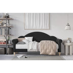 Lit de Repos Jumeau Rembourré Chaise-Style, Gris / Beige / Noir, Accoudoirs Roulés, Simple