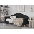 Lit de Repos Jumeau Rembourré Chaise-Style, Gris / Beige / Noir, Accoudoirs Roulés, Simple