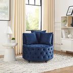 Fauteuil pivotant moderne en velours avec capitonnage, roulettes et 3 coussins, simple — Kaki / Rose / Beige / Gris / Noir / Vert