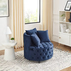 Fauteuil pivotant moderne en velours avec capitonnage, roulettes et 3 coussins, simple — Kaki / Rose / Beige / Gris / Noir / Vert