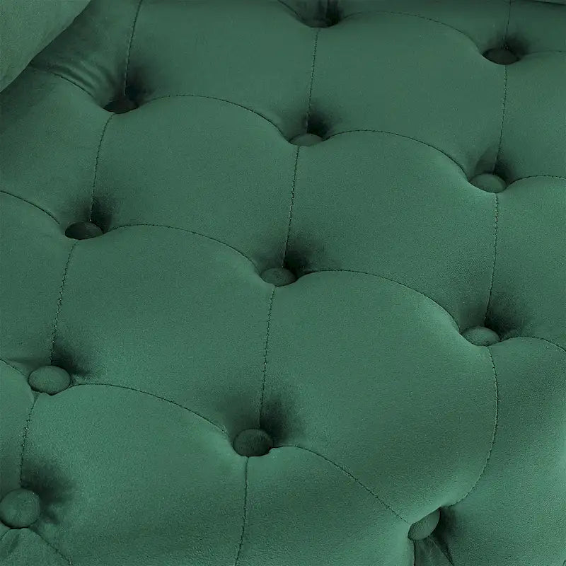 Fauteuil pivotant moderne en velours avec capitonnage, roulettes et 3 coussins, simple — Kaki / Rose / Beige / Gris / Noir / Vert