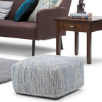 Pouf ottoman carré en coton tressé, individuel — Bleu jean / Gris / Bordeaux / Sarcelle / Mélange d'aqua