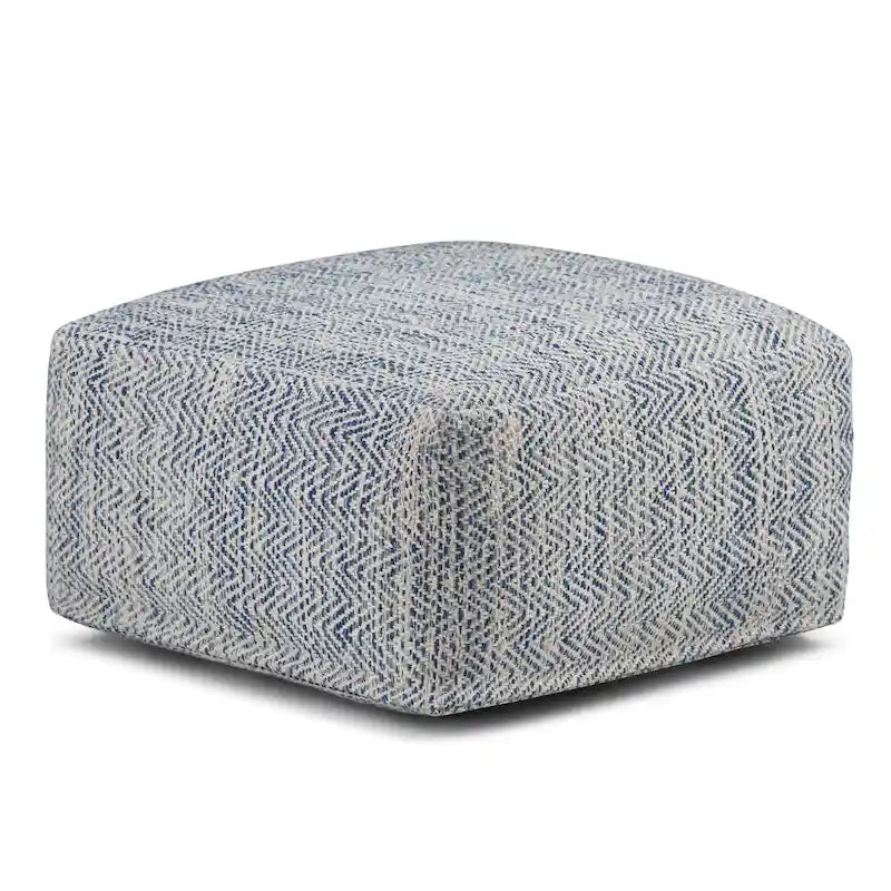 Pouf ottoman carré en coton tressé, individuel — Bleu jean / Gris / Bordeaux / Sarcelle / Mélange d'aqua