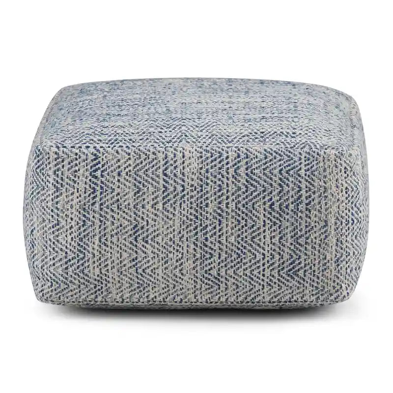 Pouf ottoman carré en coton tressé, individuel — Bleu jean / Gris / Bordeaux / Sarcelle / Mélange d'aqua