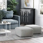 Pouf ottoman carré en coton tressé, individuel — Bleu jean / Gris / Bordeaux / Sarcelle / Mélange d'aqua