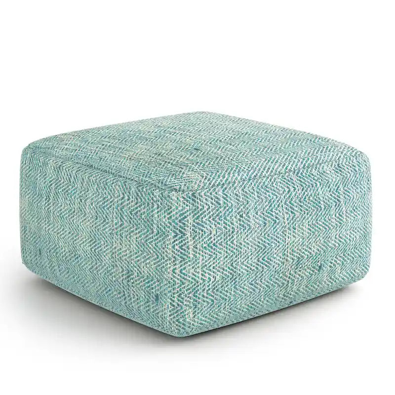 Pouf ottoman carré en coton tressé, individuel — Bleu jean / Gris / Bordeaux / Sarcelle / Mélange d'aqua