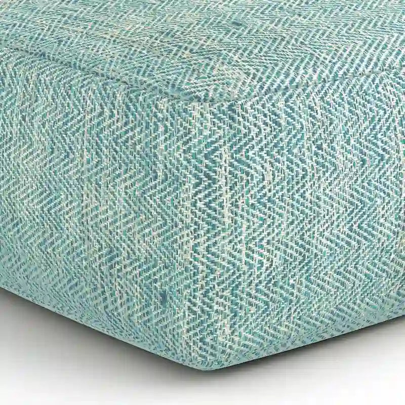 Pouf ottoman carré en coton tressé, individuel — Bleu jean / Gris / Bordeaux / Sarcelle / Mélange d'aqua