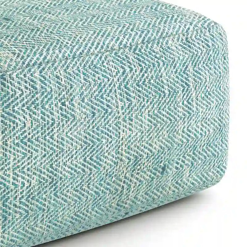 Pouf ottoman carré en coton tressé, individuel — Bleu jean / Gris / Bordeaux / Sarcelle / Mélange d'aqua