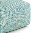 Pouf ottoman carré en coton tressé, individuel — Bleu jean / Gris / Bordeaux / Sarcelle / Mélange d'aqua