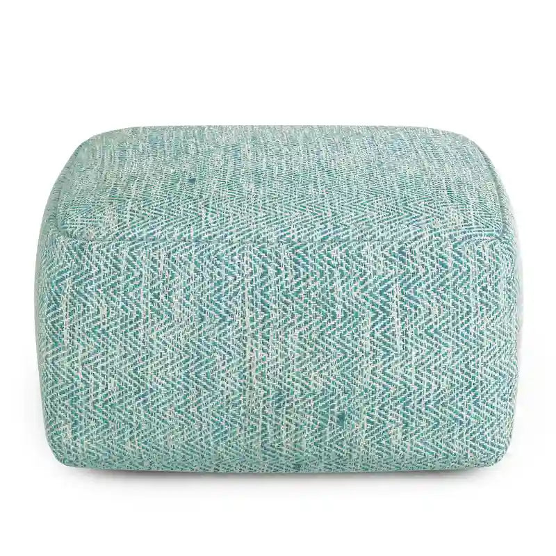 Pouf ottoman carré en coton tressé, individuel — Bleu jean / Gris / Bordeaux / Sarcelle / Mélange d'aqua