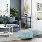 Pouf ottoman carré en coton tressé, individuel — Bleu jean / Gris / Bordeaux / Sarcelle / Mélange d'aqua