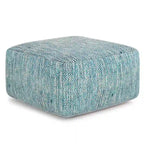 Pouf ottoman carré en coton tressé, individuel — Bleu jean / Gris / Bordeaux / Sarcelle / Mélange d'aqua