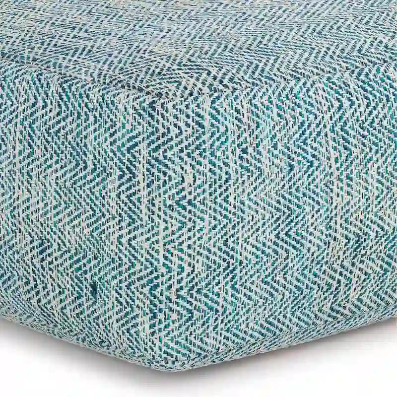 Pouf ottoman carré en coton tressé, individuel — Bleu jean / Gris / Bordeaux / Sarcelle / Mélange d'aqua