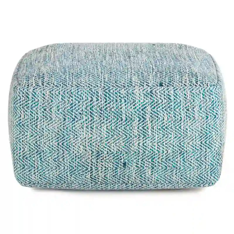 Pouf ottoman carré en coton tressé, individuel — Bleu jean / Gris / Bordeaux / Sarcelle / Mélange d'aqua