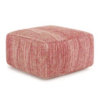 Pouf ottoman carré en coton tressé, individuel — Bleu jean / Gris / Bordeaux / Sarcelle / Mélange d'aqua
