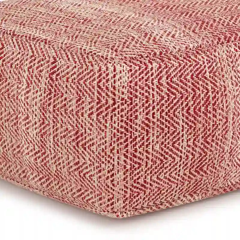 Pouf ottoman carré en coton tressé, individuel — Bleu jean / Gris / Bordeaux / Sarcelle / Mélange d'aqua
